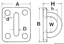 SS rectangular plate w/ring 8 mm 